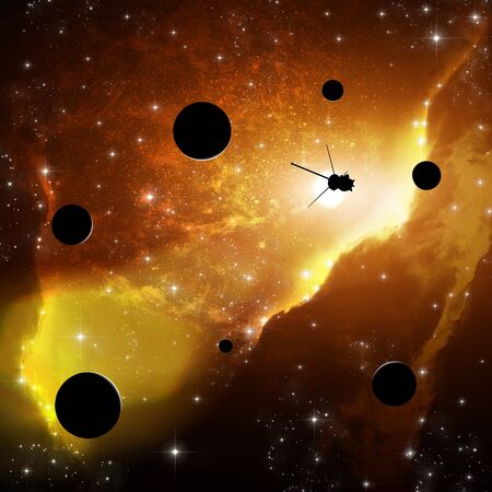 Exploration of new worlds, space and universe, new galaxies. Planets in backlight. Solar system....