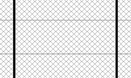 Front view of fence with wire mesh, black and white. White background and drawing in black. Protection, private place, no access. Protected areaの写真素材