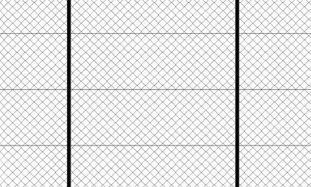 Front view of fence with wire mesh, black and white. White background and drawing in black. Protection, private place, no access. Protected areaの写真素材