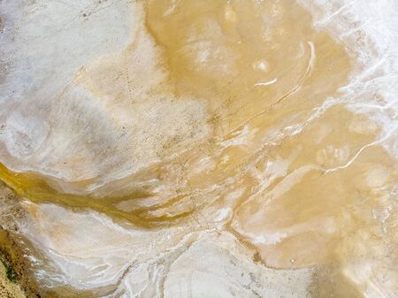 Aerial view of Lake Tuz, Tuz Golu. Salt Lake. White salt water. It is the second largest lake in the world and one of the largest hypersaline lakes in the world. It is located in the Central Anatolia Region, Ankara, Aksaray, Konyaの写真素材