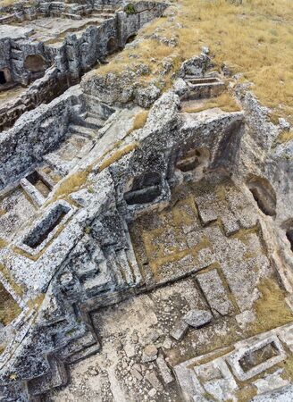 Aerial view of Pirin Ruins. Perre antik kenti, a small town of Commagene Small town and necropolis. 07/03/2019. Adiyaman. turkeyの写真素材