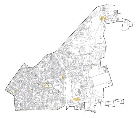Satellite map of Milan, streets and building of area number 3, municipalities number three. Lombardy. italyのイラスト素材