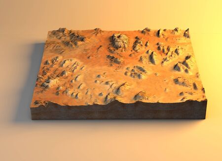 Valley of the Moon, view of the Wadi Rum Valley, 3d render, 3d render. Section of land in 3d. Element of this image is furnished by NASAの写真素材