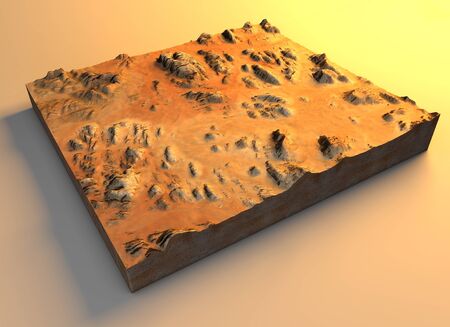 Valley of the Moon, view of the Wadi Rum Valley, 3d render, 3d render. Section of land in 3d. Element of this image is furnished by NASAの写真素材