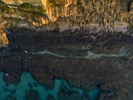 Aerial view of seabed seen from above, transparent waterの写真素材