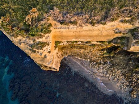 Aerial view of seabed seen from above, transparent waterの写真素材