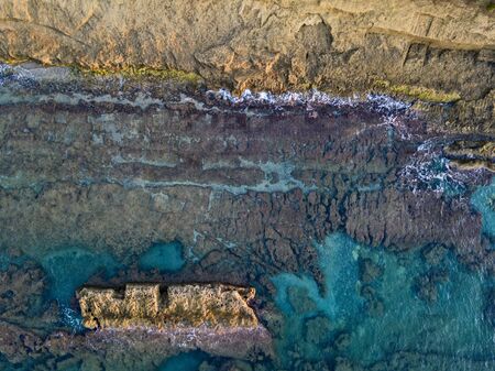 Aerial view of seabed seen from above, transparent waterの写真素材