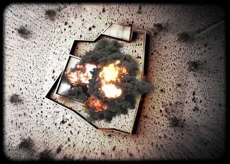 Raid on Al-Baghdadi compound in Barisha, Syria. 3d render. Secret mission, attack that struck the Caliph stronghold of the Islamic state. Mission of the American special forcesの写真素材
