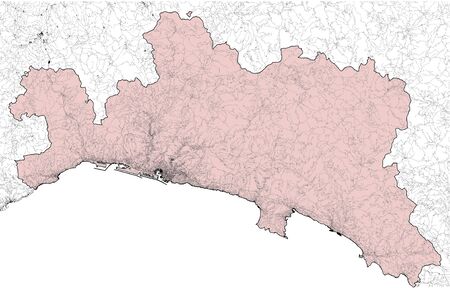 Map of Genoa province, Liguria, main cities. Map of the streets. Italyの写真素材