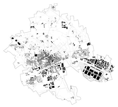 Satellite view of the city of Rho, map and streets. Lombardy, Milan, Italy. Rho Fiera Milano, expo. Fair.のイラスト素材