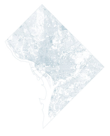 Satellite map of Washington and surrounding areas, Usa. Map roads, ring roads and highways, rivers, railway lines. Transportation mapの写真素材
