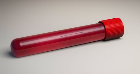 Blood collection and analysis, test tube with blood. Viruses and diseases, HIV, AIDS, 3d renderの写真素材
