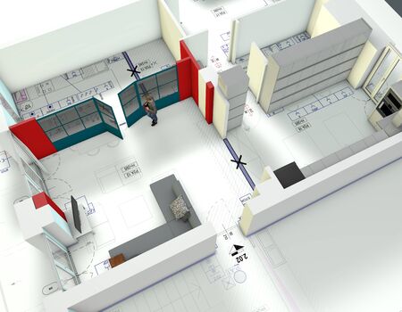 Architectural redesign of an apartment interior. Project variation. Functional and modern spaces. 3d renderの写真素材