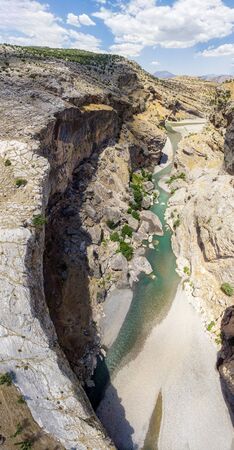 Aerial view of the gorge with prehistoric caves Celling stream in summer time, close to Nemtur Dagi road. turkeyの写真素材