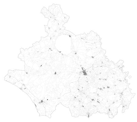 Satellite view of the Municipalities in the province of Viterbo, map. Lazio, Italy.のイラスト素材
