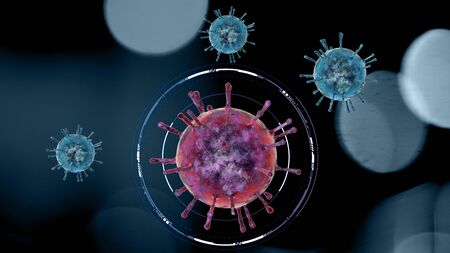 Viruses, micro organisms, duplication and propagation. Formation of bacteria and microorganisms seen under a microscopeの写真素材