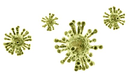 Microscopic view of Coronavirus, a pathogen that attacks the respiratory tract. Analysis and test, experimentation. Sars. 3d renderの写真素材