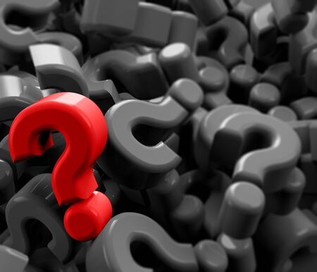 Questions and answers. Choose the right question. Question mark. Requests concept. Needs to have answers on a topic. 3d render. Fake news. Social network danger. know where to look for newsの写真素材