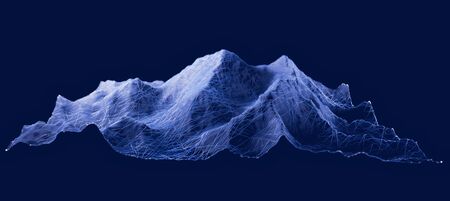 Mount Everest, relief height, mountains. Lhotse, Nuptse. Himalaya map. The highest mountain in the world. Hud, digital grid, displayの写真素材