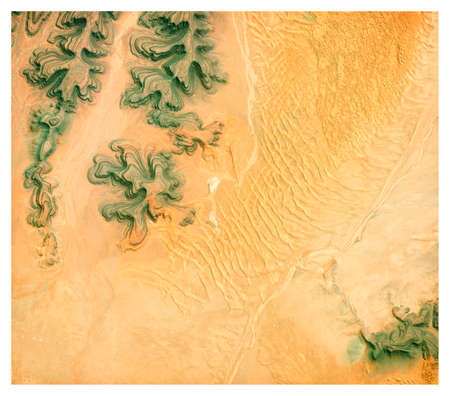 Satellite view of Namibia desert, landscape and mountains. Nature and aerial view. Global warming and climate change.の写真素材
