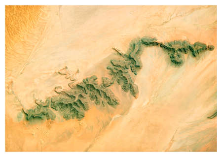 Satellite view of Namibia desert, landscape and mountains. Nature and aerial view. Global warming and climate change.の写真素材