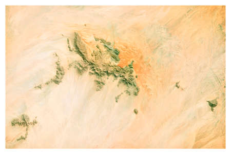 Satellite view of Namibia desert, landscape and mountains. Nature and aerial view. Global warming and climate change.の写真素材