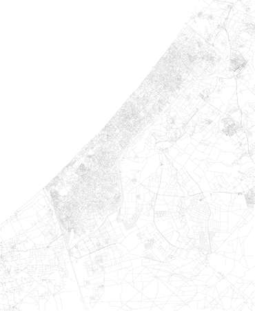 Satellite view of the Gaza Strip is a self-governing Palestinian territory on the eastern coast of the Mediterranean Sea. Map, streets of the areaのイラスト素材