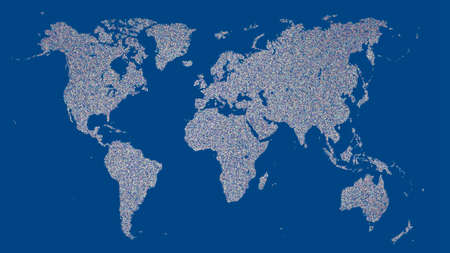 World map, particles. Abstract world map made from small dots. 3d renderの写真素材