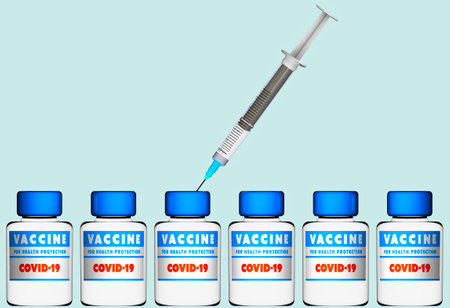 Coronavirus, pandemic, the end of the lockdown, the run-up to the vaccine. Research for the cure at Covid-19. Hope. Test and analysis. 3d render. Vaccine production and distributionの写真素材