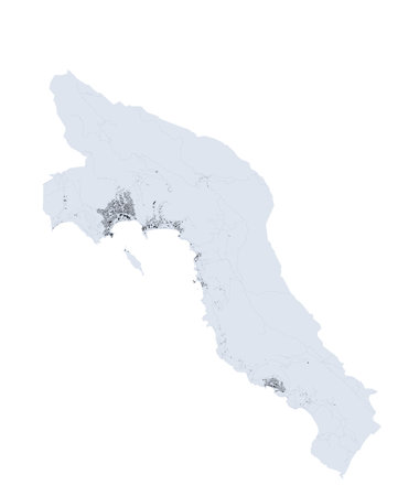 Streets of Budva Municipality, city map. Montenegro, satellite view. Street and building. Surrounding areaのイラスト素材