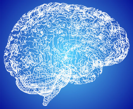 Memory lapses, forgetting things, degenerative disease. Brain problems. Parkinson and alzheimer desease. Mental health. Stroke, synapses and neurnons interaction. 3d renderのイラスト素材