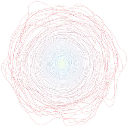 Abstract geometric shapes, circles. Lines and polygons geometric compositions. Concentric circles and spiral, twisted lines. Hypnotic effectのイラスト素材