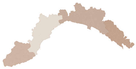 Liguria map, division by provinces and municipalities. Closed and perfectly editable polygons, polygon fill and color paths editable at will. Levels. Political geographic map. Italyのイラスト素材