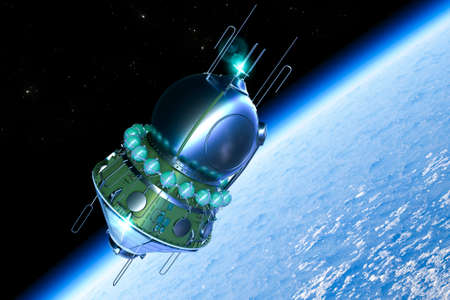 The Vostok spacecraft orbits the Earth.の写真素材