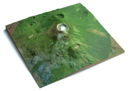 Satellite view of the erupting volcano of Nyiragongo north of the city of Goma in the Democratic Republic of the Congo. Element of this image are furnished by Nasa, 3d renderの写真素材