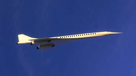 Supersonic flight, the plane to travel faster than ever. Unlike other commercial flights, it has double the speed. 3d renderの写真素材