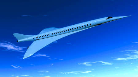 Supersonic flight, the plane to travel faster than ever. Unlike other commercial flights, it has double the speed. 3d renderの写真素材