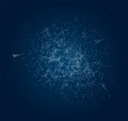 Abstract geometric shapes, technology and constellations, lines and polygons geometric compositions. Stars, chemical composition, medicine and chemical formulas.の写真素材