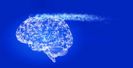 Memory lapses, forgetting things, degenerative disease. Brain problems. Parkinson and alzheimer desease. Mental health. Stroke, synapses and neurnons interaction.の写真素材