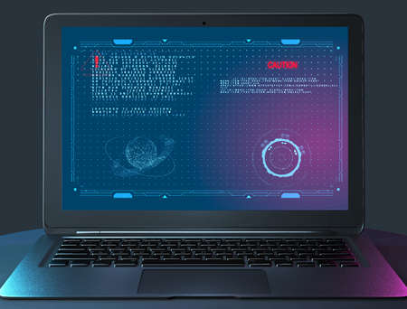 Identity theft, personal data acquisitions, fraud. Obtaining content illegally, pirated software. Hacker violating database. Sensitive information. Computer protection. Internet and computer leaksの写真素材