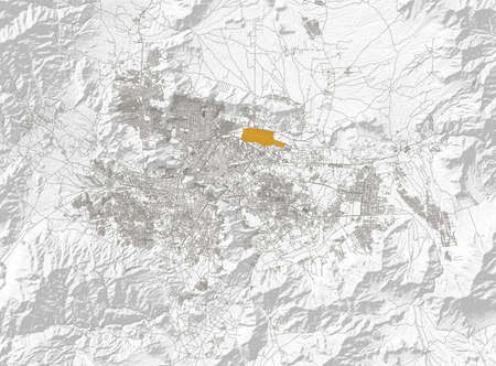 Map of Kabul, streets, map of the capital. Satellite view. Afghanistan. Asia. Mountains and relief. Airport. 3d renderingの写真素材