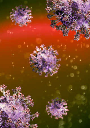 Variant virus, coronavirus, spike protein. Omicron. Covid-19 seen under the microscope. SARS-CoV-2, 3d renderの写真素材