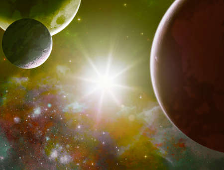 Planets and exoplanets of unexplored galaxies. Sci-Fi. New worlds to discover. Colonization and...