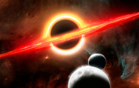 Gravitational field of a black hole, gravitational attraction. New worlds about to be swallowed....