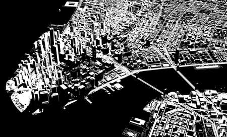 Lower Manhattan buildings. The tallest skyscraper in the Usa. Tower and trade center complex. The skyline of New York City. Use. 3d renderingの写真素材