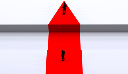 Social gap, gender difference. Man and woman career. Gap. Realizing yourself in the working world. Concept. Difficulty and success. Ups and downs in work. 3d renderingの写真素材