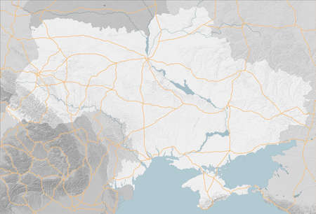 Map of Eastern Europe, Ukraine and neighboring states, satellite view, sides and factions. Allied...