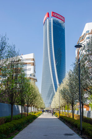 Generali Tower, Lo Storto, The Twisted One is a skyscraper of Milan, Italy. March 23, 2022. Architect Zaha Hadid. The building serves as the headquarters of Assicurazioni Generaliのeditorial素材