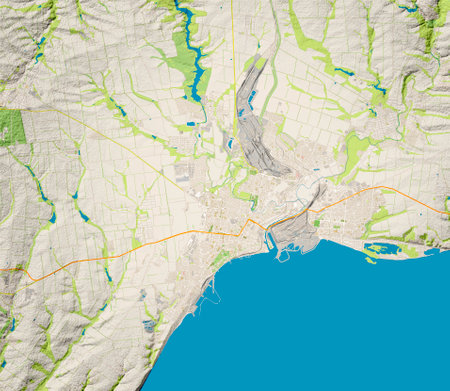 Mariupol city map, streets, Russian siege of the city. Sea of Azov. Physical and road map. Ukraine, 3d renderingの写真素材