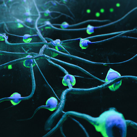 Synaptic transmission is the process by which one neuron communicates with another. Information is passed down the axon of the neuron as an electrical impulse known as action potenの写真素材